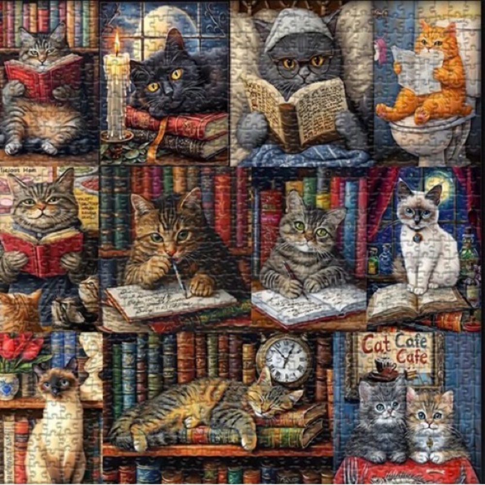1000 Pieces puzzle Cat’s Library